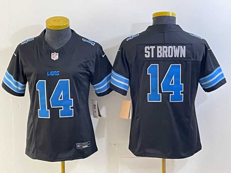 Women%27s Detroit Lions #14 Amon Ra St Brown Limited Black 2024 FUSE Vapor Jersey->pittsburgh steelers->NFL Jersey